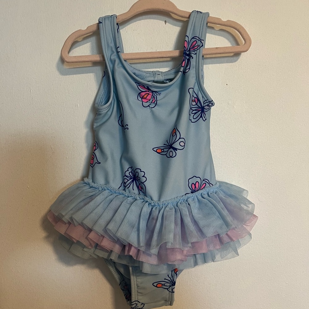 Cat & Jack Blue Butterfly Kids Swim One Piece